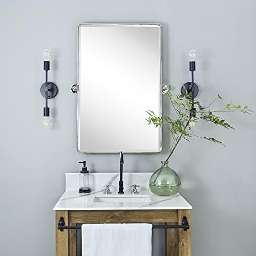 TEHOME Chrome Pivot Rectangle Bathroom Vanity Mirrror Farmhouse Tiltable - Image 6