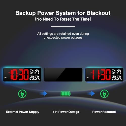 17.3"Large Digital Wall Clock 15 Color Modes Display 8 Color Night Light - Image 5