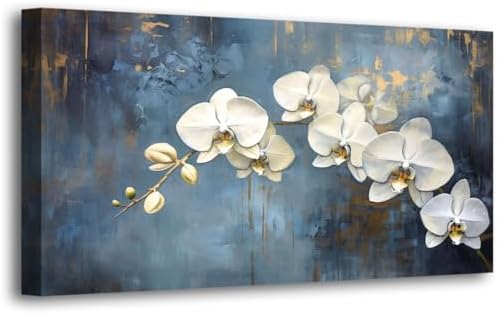 Abstract White Butterfly Orchid Canvas Wall Art by HaichuangDecorArt
