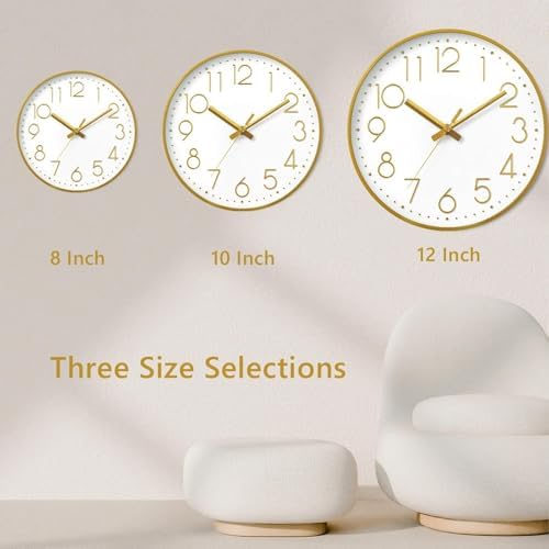 DAXSMY Wall Clock 14 Inch Gold Decorative, Battery Operated Silent - Image 5