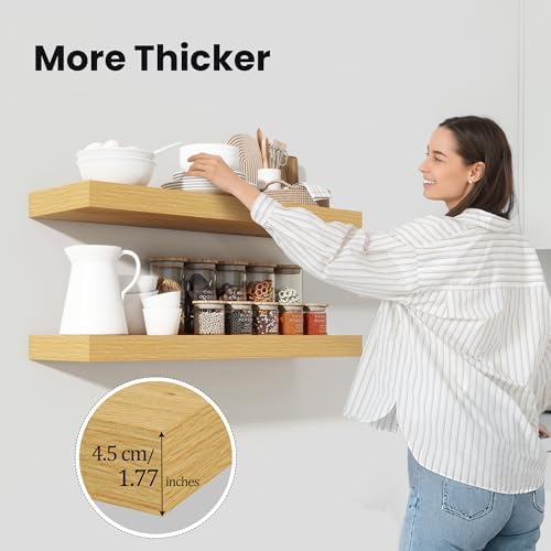 Heimlove Floating Shelves 35.7" W x 10.3" D Oak Set of 2 - Image 6
