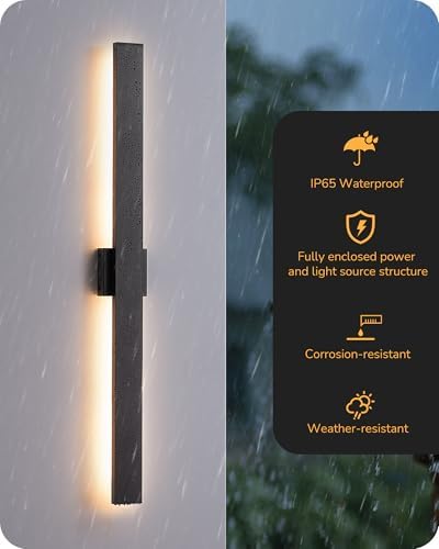 EDISHINE 2 Pack Modern LED Outdoor Wall Lights, 39.3" Linear Black Sconce - Image 6