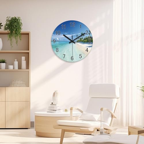XFM Large Blue Beach Wall Clock Silent Non Ticking 24 Inch - Image 4