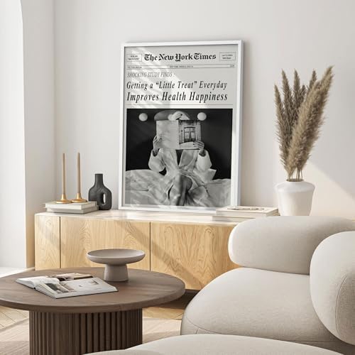 Funky Black and White Newspaper Wall Art 12x16 in White Framed Humor Quotes - Image 6