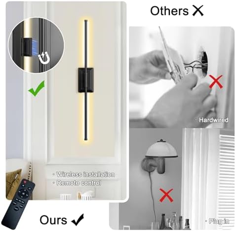 Battery Wireless Wall Light，Remote，With a long charging cable，Set of 2 - Image 6