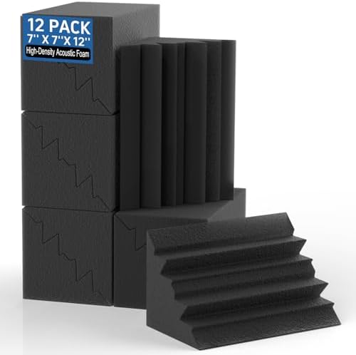 GUERRI 12 Pack Bass Traps Corner Acoustic Foam Corner 7''x7''x12'' Sound Proof by GUERRI