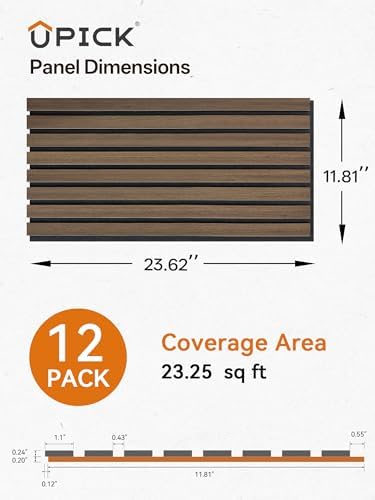 Acoustic Wood Slat Wall Panels 24" x 12", 12 Pack, Dark Walnut, 23.25 sq ft - Image 6