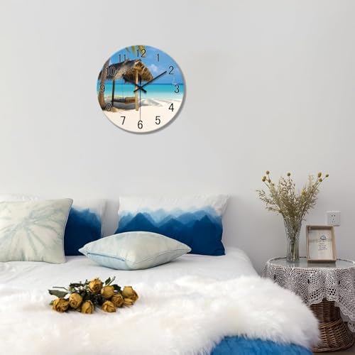 XFM Beach Wall Clock 14 Inch Blue Glass - Image 4