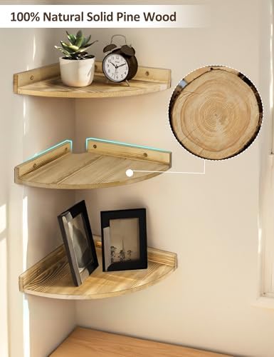Corner Wall Shelves, Rustic Wood Floating Shelf - Image 5