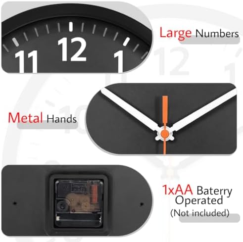 12" Modern Silent Battery Wall Clock, Decorative Wall Clocks Indoor - Image 5