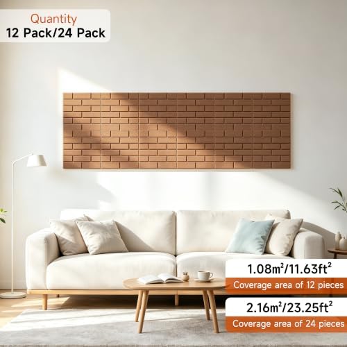 TO-TH 12Pack Acoustic Wall Panels Self Adhesive Soundproof Panel, Dark Brown - Image 5