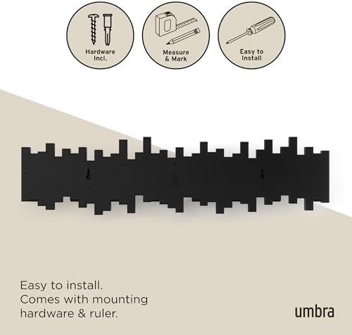 Umbra Sticks Wall Coat Rack, Wall Mount 8 Retractable Hooks - Image 6
