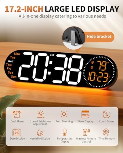 17.2 Inch Large Digital Wall Clock - Image 2