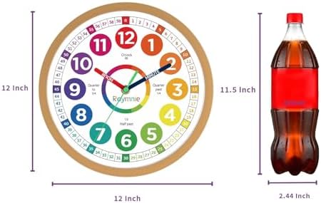Roymnie 12" Wall Clock for Kids Learning Battery Operated Teaching Silent - Image 2