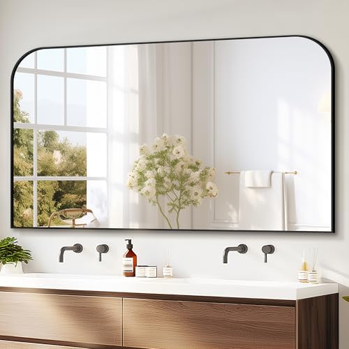 Delma 30"x50" Black Metal Framed Bathroom Mirror by Delma