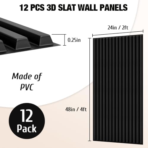 12 Pcs 3D PVC Slat Wall Panels, 2x4 FT Ceiling Panels, Drop Ceiling Tiles - Image 2