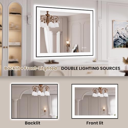 LOAAO 40"X30" LED Bathroom Mirror Black Framed - Image 5