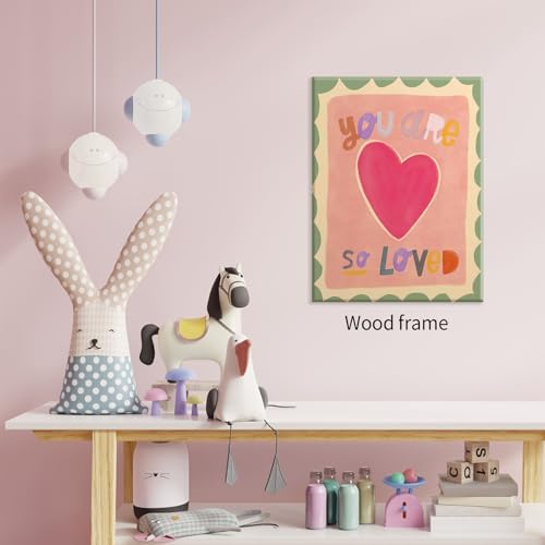 Watercolour You Are So Loved Wall Art Cute Pink Hand Drawn Heart Canvas Poster - Image 5