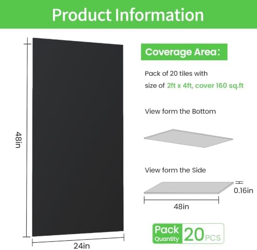20 PCS 2x4 FT Black Ceiling Tiles, 24x48 Inch PVC Waterproof Ceiling Panels - Image 2