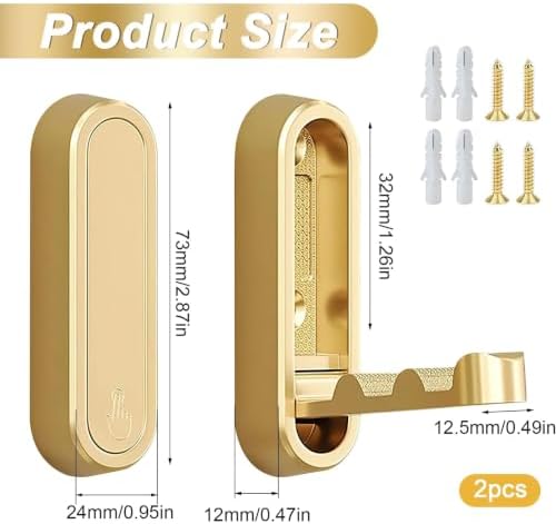 2 Pack Gold Foldable Wall Hooks - Image 4