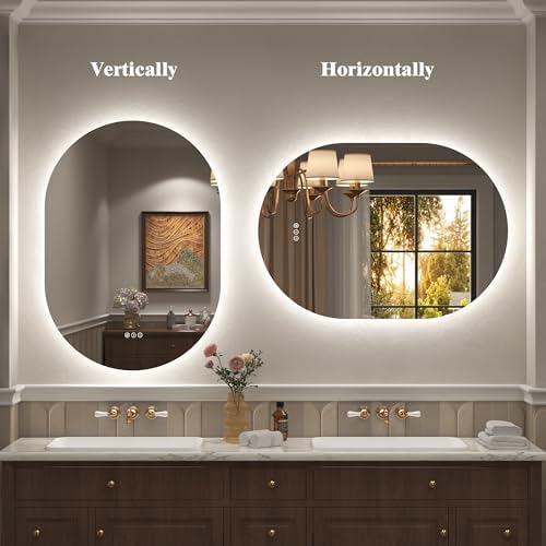 40x24 Inch Oval Backlit LED Bathroom Mirror - Image 6