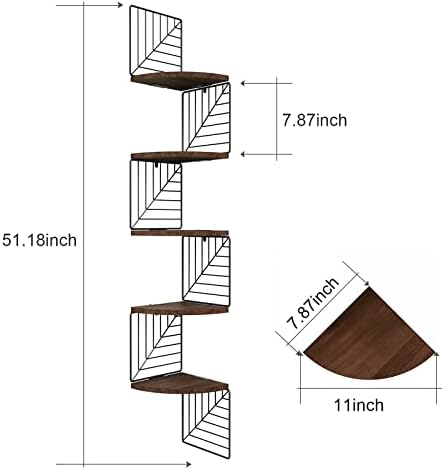 Love-KANKEI Corner Wall Shelf 5 Tier, Solid Wood - Image 3