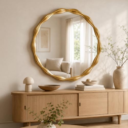 Saliwa 27 Inch Round Gold Wall Mirror - Image 6