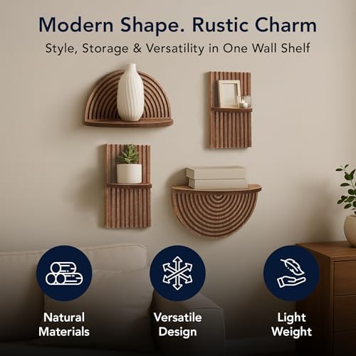 American Art Decor Half Circles Meet Right Angles 4-Piece Shelf Set - Image 3