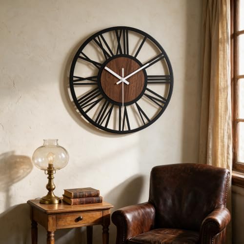 SIN&MI Large Metal Wall Clock Vintage Large Digital Creative Garden Wall Clock - Image 5