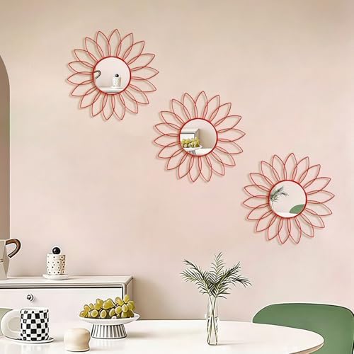 3 Pack Metal Mirrors for Wall Cute Sunburst Wall Mirror Home Decor Wall Art - Image 3
