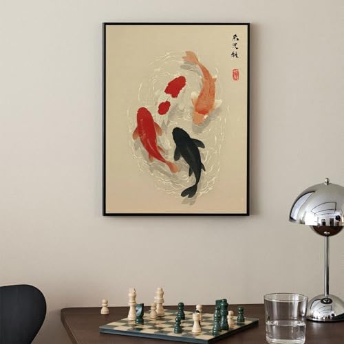 Japanese Koi Fish Black Framed Poster Minimalist Asian Wall Art 20x30 inch - Image 6