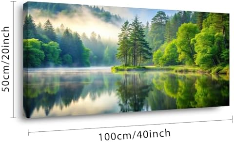 Lasdel Beautiful Lakeside Forest Landscape Wall Art - Image 2
