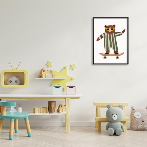 Cool Skateboarding Bear Wall Art Funny Cute Animal Canvas Poster 12x16 inch - Image 4