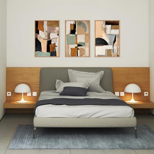 LHIUEM Large Abstract Color Block Framed Canvas Wall Art Set, Colorful Brush - Image 5