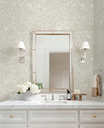 Beige and Cream White Peel and Stick Wallpaper Floral Wallpaper Slef Adhesive - Image 5