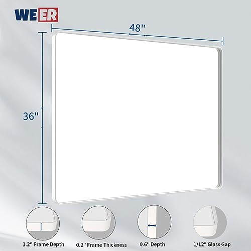 WEER White Bathroom Vanity Mirror 48x36 Inch - Image 6