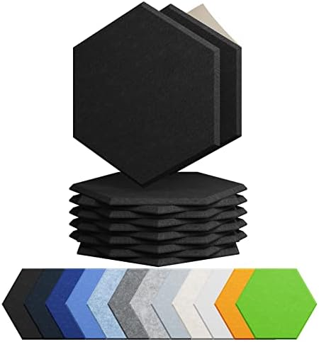 12 Pack Hexagon Acoustic Panels Self Adhesive Sound Proof Foam by Amantech