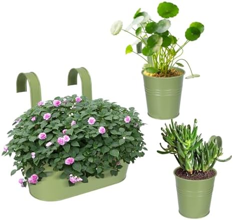 HowRU Metal Iron Flower Pots for Railing Fence Hanging Bucket Pots and Hanging - Image 5