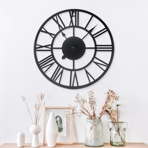 Metal Wall Clock Roman Numerals Battery Operated Decor Clock Silent Non-Ticking - Image 2