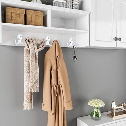 IBosins 8 Pack White Double Prong Coat Hooks Wall Mounted - Image 4