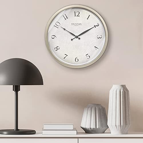 12" Silent Modern Farmhouse Wall Clock, Morning Silver - Image 3