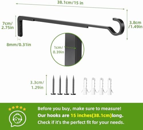 15 Inch Plant Hooks for Wall, Plant Hangers Outdoor/Indoor, Hold 35lb, 2 Pack - Image 3