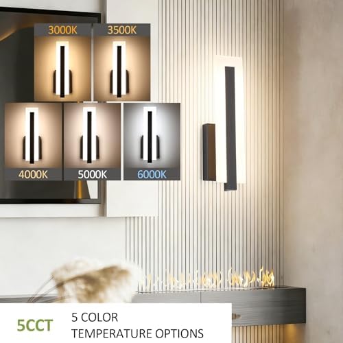 Tipace Hardwired Black Dimmable Modern LED Wall Sconce 3000K 3500K 4000K 5000K - Image 6