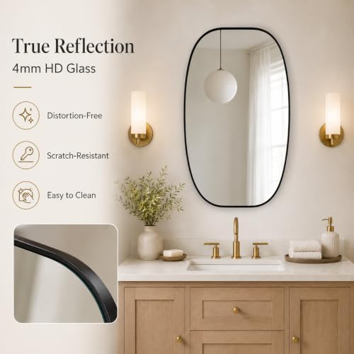 USHOWER Black Oval Bathroom Mirrors 30x48 Inch - Image 3