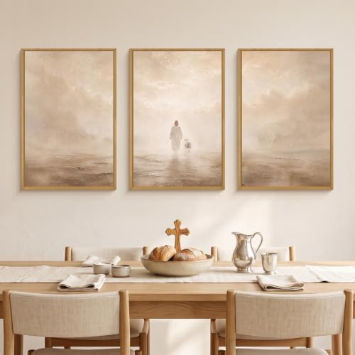 Christian Jesus and Lost Lamb Framed Canvas Wall Art-24"x36"x3 - Image 4