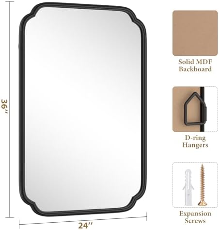 Ferytange Black Bathroom Vanity Mirrors - Image 5