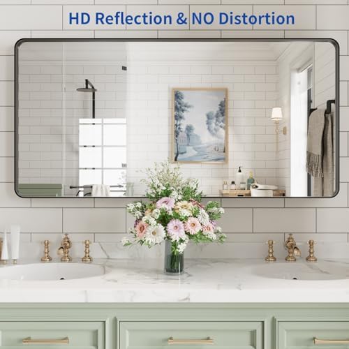 WEER Black Bathroom Vanity Mirror 48X24 Inch - Image 2