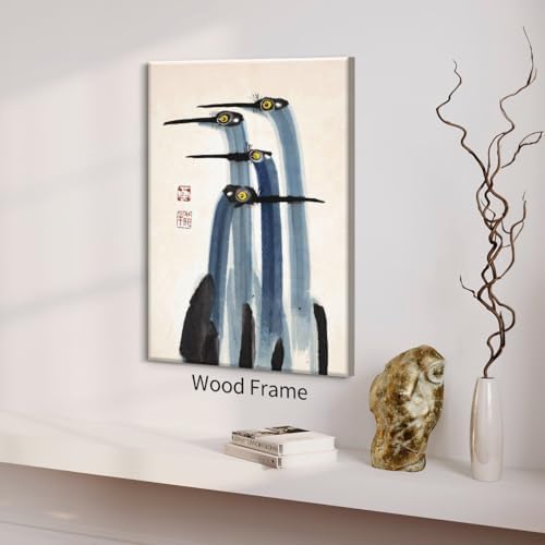 Vintage Japanese Crane Framed Poster Antique Asian Bird Canvas Wall Art 16x24 - Image 4