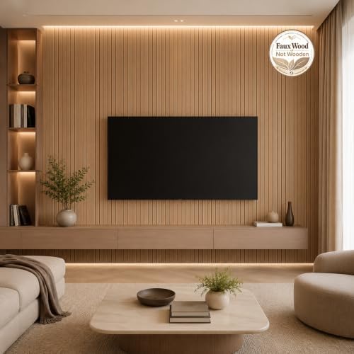 Peel and Stick PVC Slat Wall Panel, 3D Faux Oak, 15.8" x 118" - Image 4