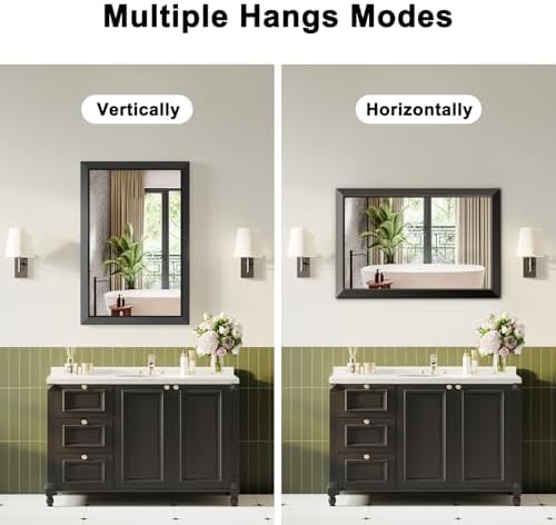Black Bathroom Mirror for Over Sink, 24x30Inch Thick Anti-Rust Metal Frame - Image 5